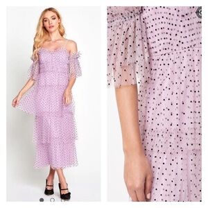 NWT ALICE MCCALL Surrender Midi Dress Lavender Tulle Off the Shoulder Size US 10